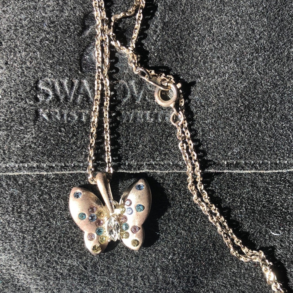 Pale Pink Butterfly Necklace with Swarovski Crystals
